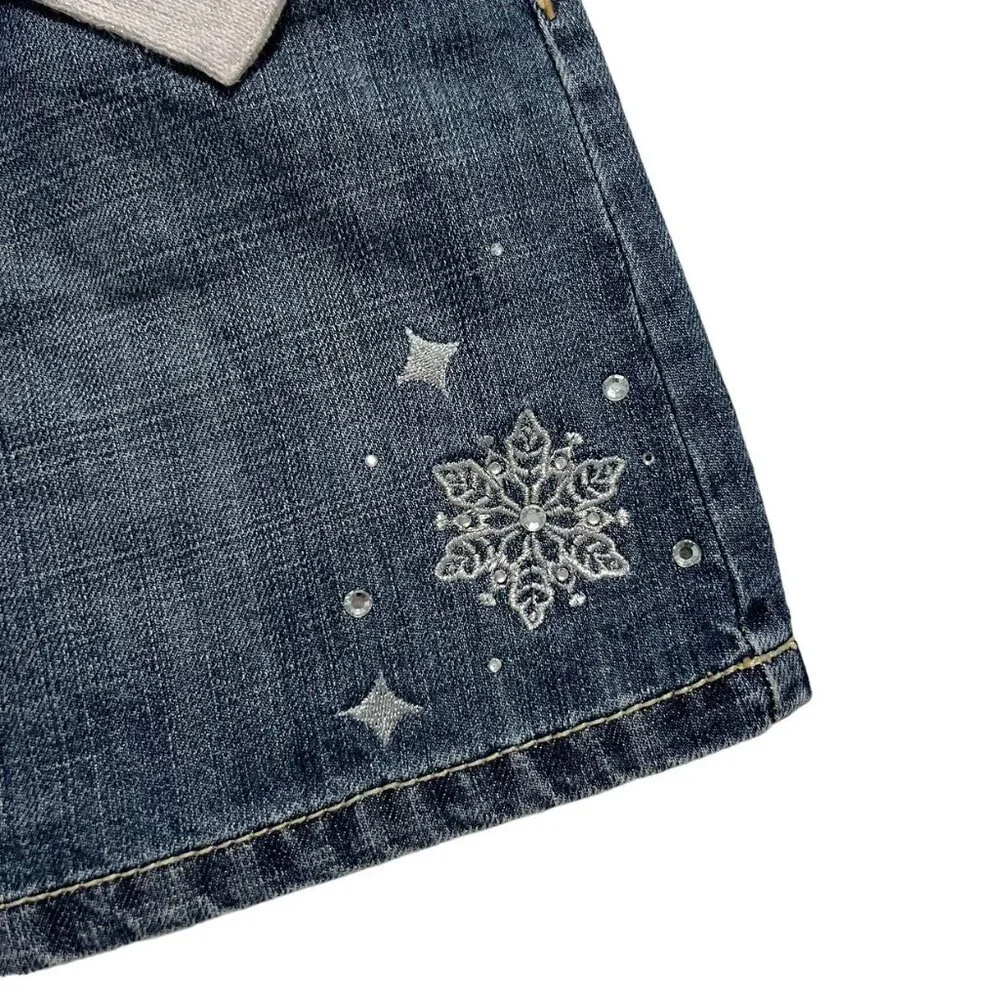 Gymboree Sz 7 Embroidered Snowflake Denim Skirt